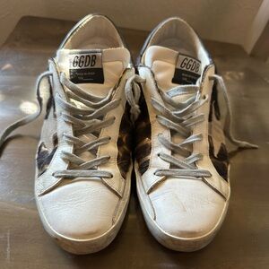 Golden Goose White and Brown Sneakers